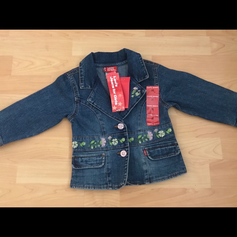Girls 3T Levis Jean Jacket with flower design